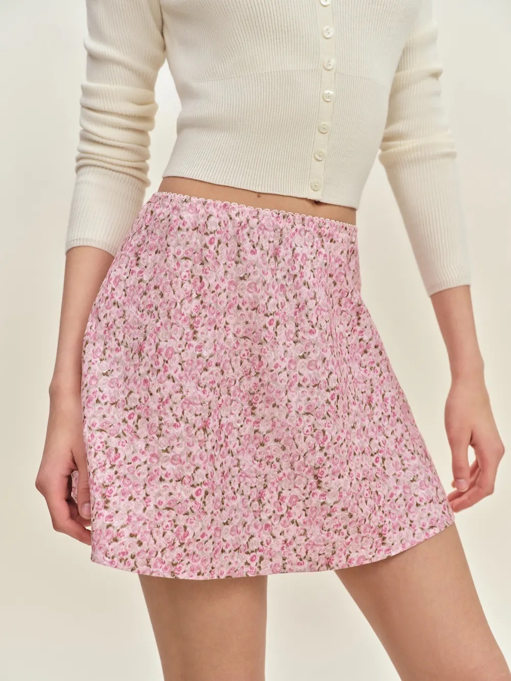 Reformation Brandy Linen Skirt Pink - Size XL